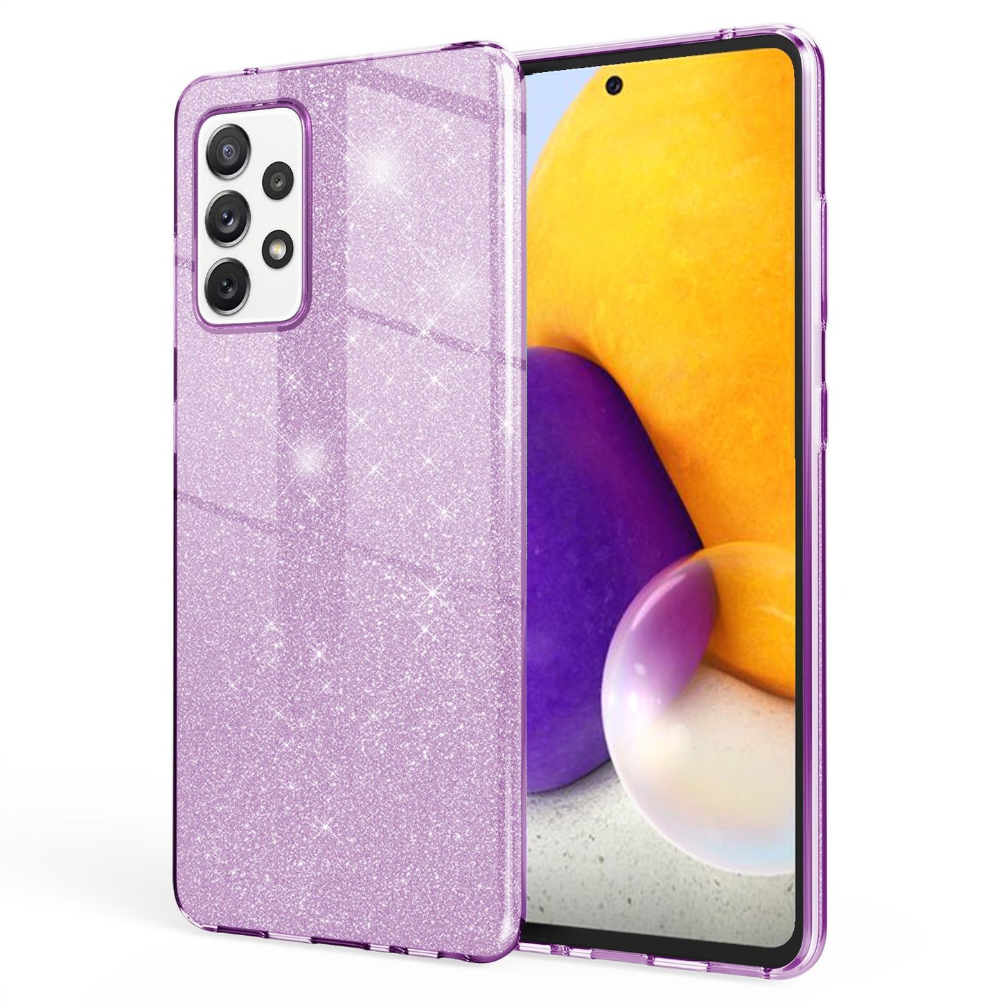 NALIA Glitzerhülle für Samsung Galaxy A72 – Funkelnder Glitzer-Look & Grip – SHINEPOP (Silikon Case) – Marke aus Berlin