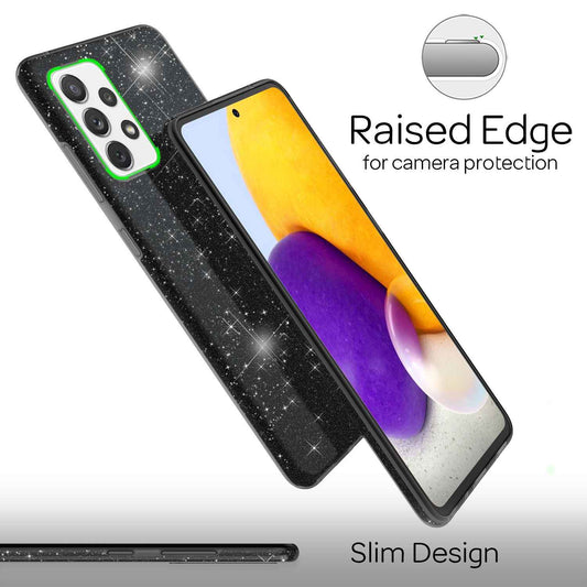 NALIA Glitzerhülle für Samsung Galaxy A72 – Funkelnder Glitzer-Look & Grip – SHINEPOP (Silikon Case) – Marke aus Berlin
