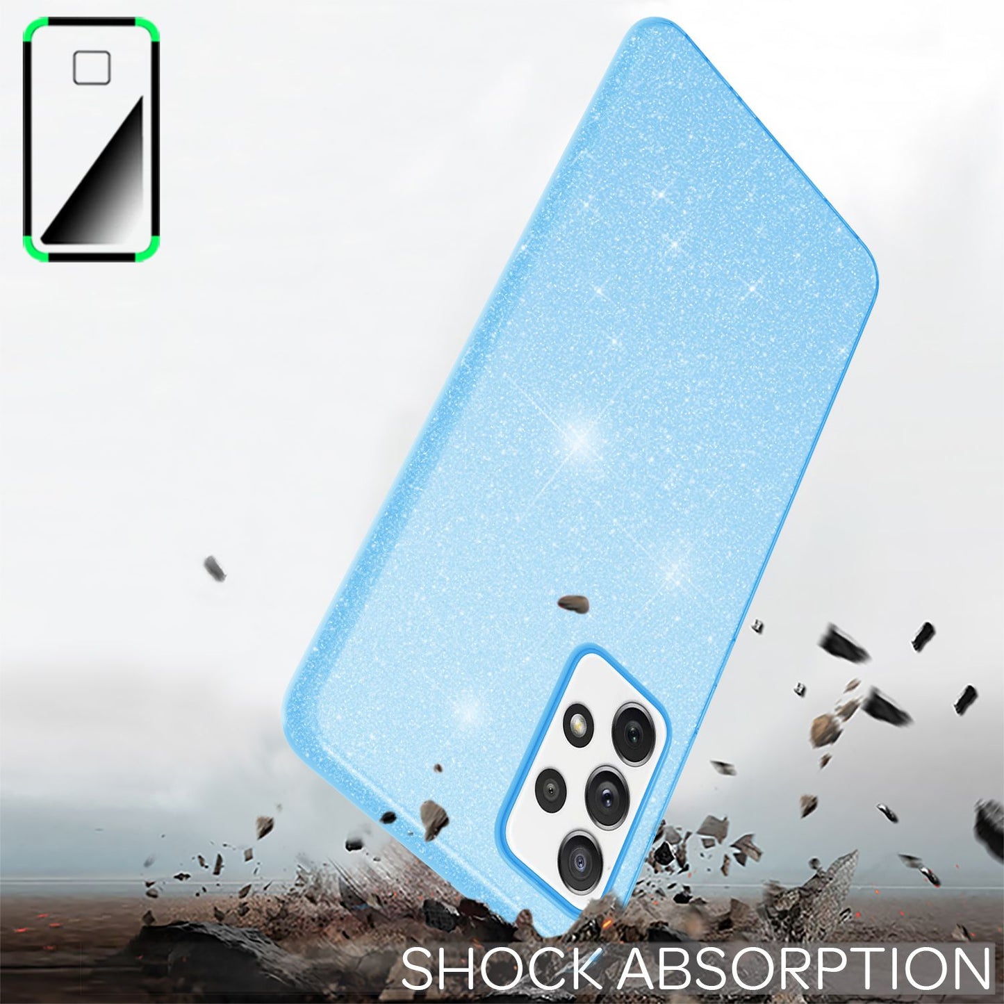 NALIA Glitzerhülle für Samsung Galaxy A72 – Funkelnder Glitzer-Look & Grip – SHINEPOP (Silikon Case) – Marke aus Berlin