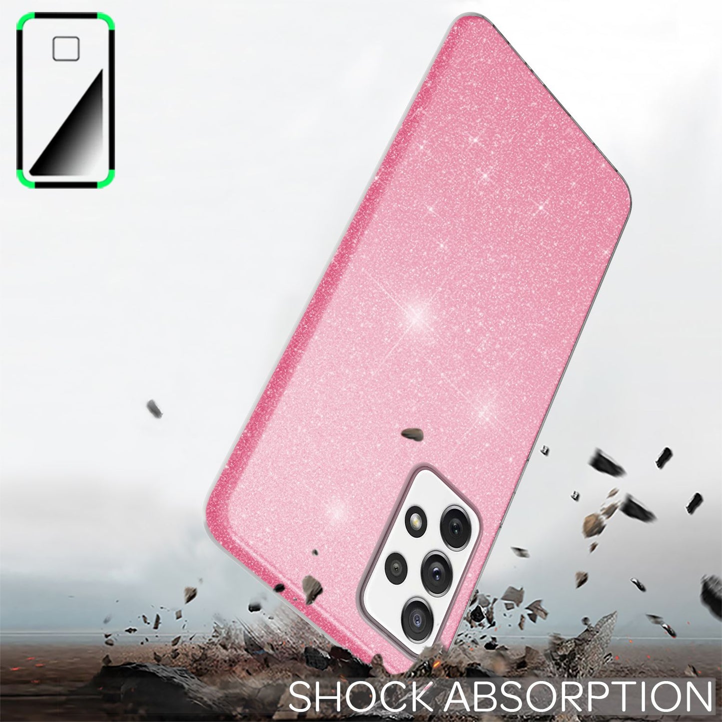 NALIA Glitzerhülle für Samsung Galaxy A72 – Funkelnder Glitzer-Look & Grip – SHINEPOP (Silikon Case) – Marke aus Berlin
