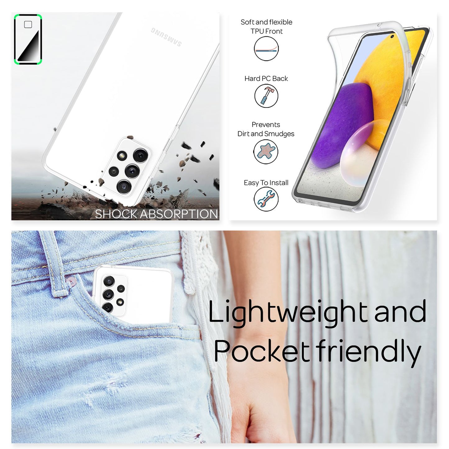 NALIA 360° Hülle für Samsung Galaxy A72 – Vorne & Hinten Schutz – 360GUARD (Full-Body Case) – Marke aus Berlin