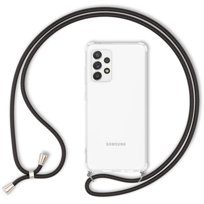 NALIA Handykette für Samsung Galaxy A52 / A52 5G / A52s 5G – Transparentes Hybrid-Case & Band – HANGIT (Anti-Gelb Rückseite & Verstellbar) – Marke aus Berlin
