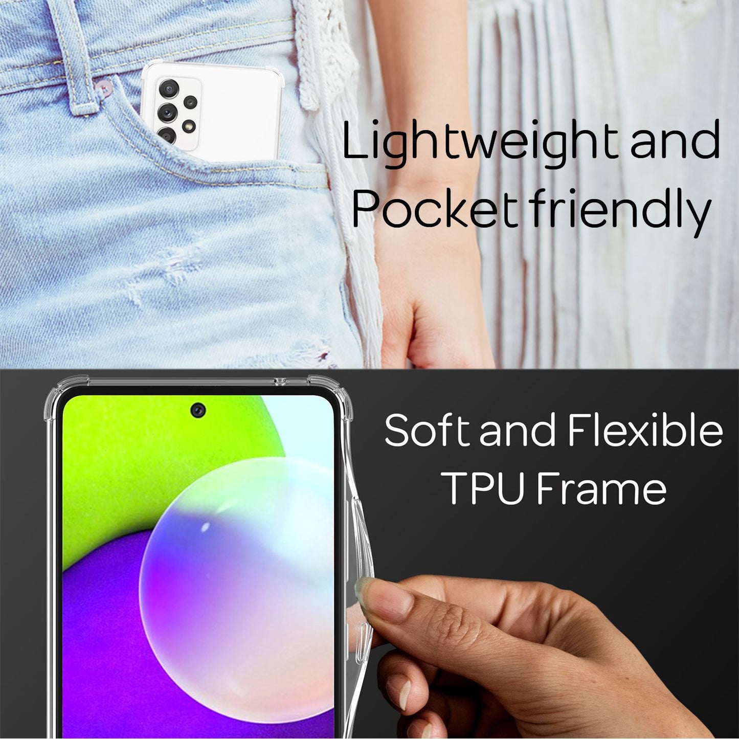 NALIA Handykette für Samsung Galaxy A52 / A52 5G / A52s 5G – Transparentes Hybrid-Case & Band – HANGIT (Anti-Gelb Rückseite & Verstellbar) – Marke aus Berlin