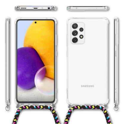 NALIA Handykette für Samsung Galaxy A72 – Transparentes Hybrid-Case & Band – HANGIT (Anti-Gelb Rückseite & Verstellbar) – Marke aus Berlin