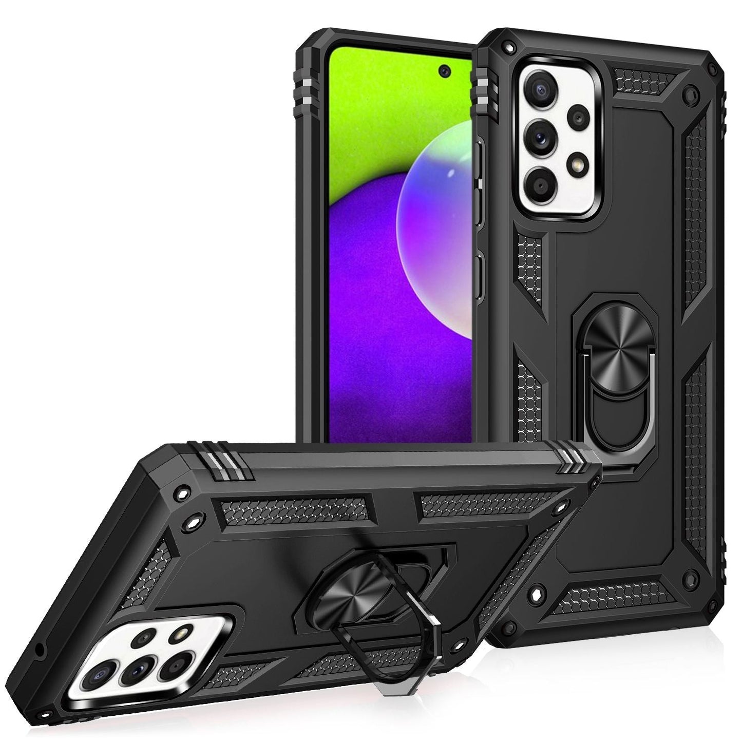 NALIA Panzerhülle für Samsung Galaxy A52 / A52 5G / A52s 5G – Ring-Ständer 360° & Magnet-Halterung Kompatibel – RINGDEFEND (Stoßfestes Outdoor Case) – Marke aus Berlin