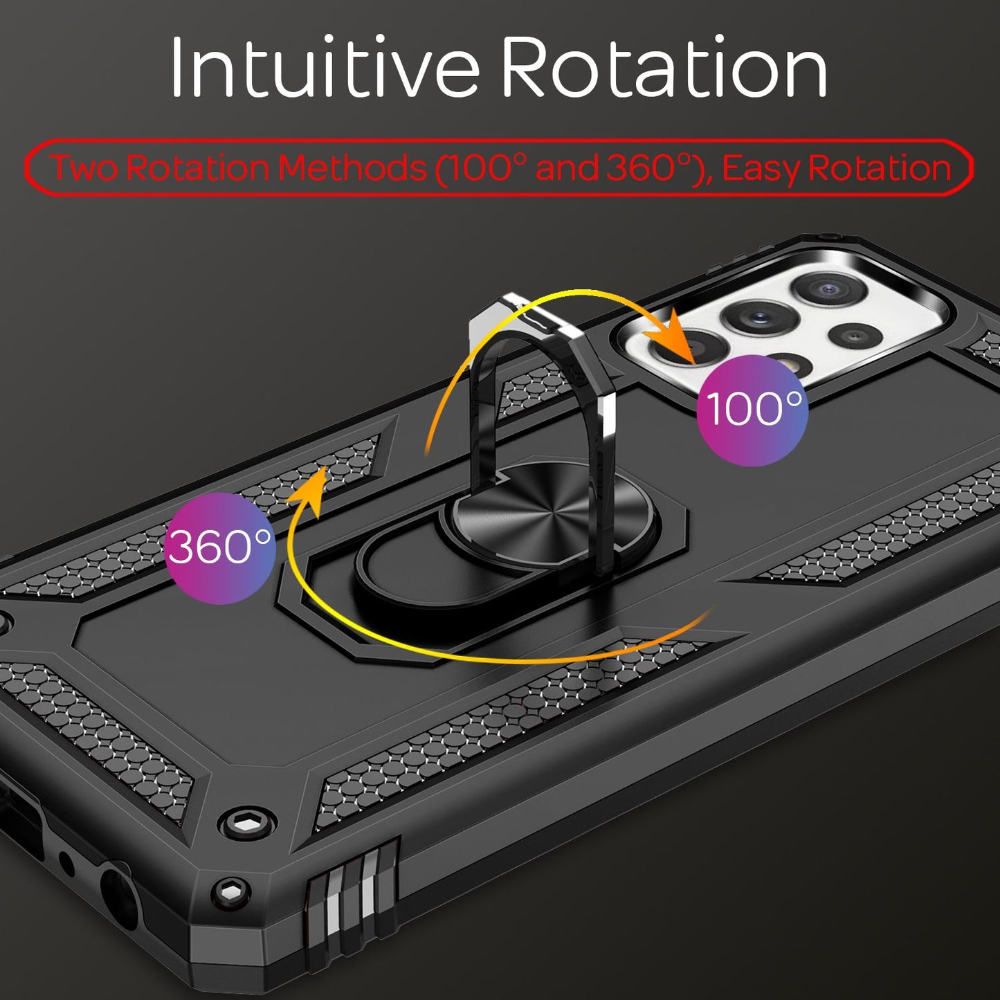 NALIA Panzerhülle für Samsung Galaxy A52 / A52 5G / A52s 5G – Ring-Ständer 360° & Magnet-Halterung Kompatibel – RINGDEFEND (Stoßfestes Outdoor Case) – Marke aus Berlin
