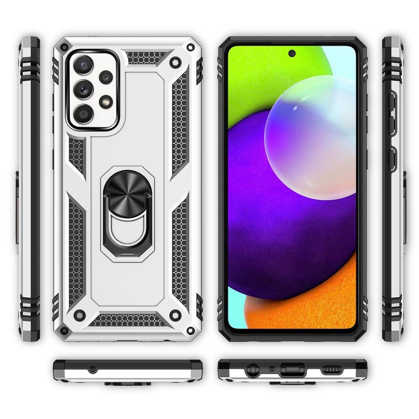 NALIA Panzerhülle für Samsung Galaxy A52 / A52 5G / A52s 5G – Ring-Ständer 360° & Magnet-Halterung Kompatibel – RINGDEFEND (Stoßfestes Outdoor Case) – Marke aus Berlin