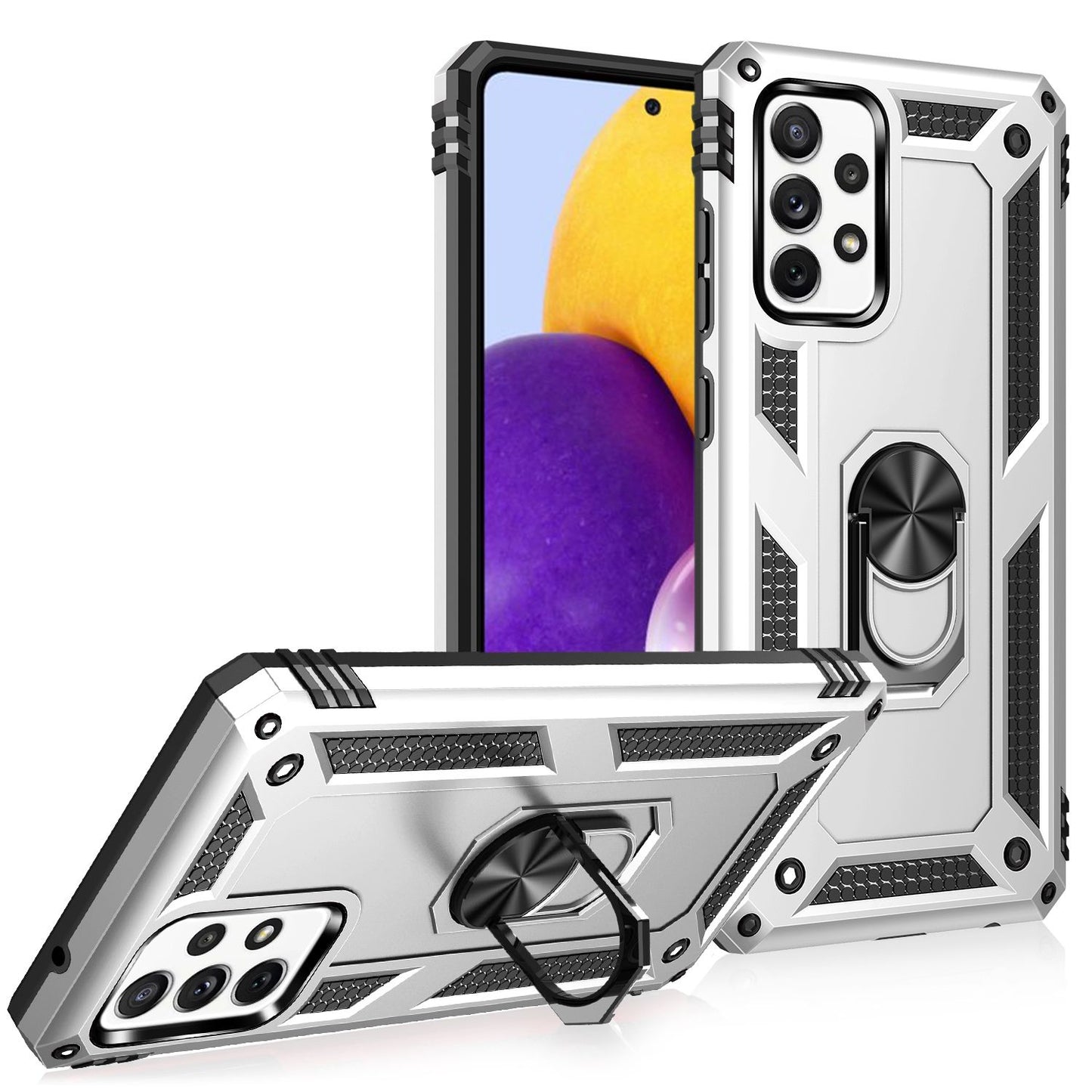 NALIA Panzerhülle für Samsung Galaxy A72 – Ring-Ständer 360° & Magnet-Halterung Kompatibel – RINGDEFEND (Stoßfestes Outdoor Case) – Marke aus Berlin
