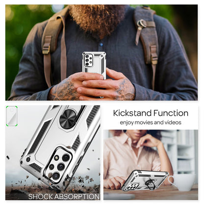 NALIA Panzerhülle für Samsung Galaxy A72 – Ring-Ständer 360° & Magnet-Halterung Kompatibel – RINGDEFEND (Stoßfestes Outdoor Case) – Marke aus Berlin