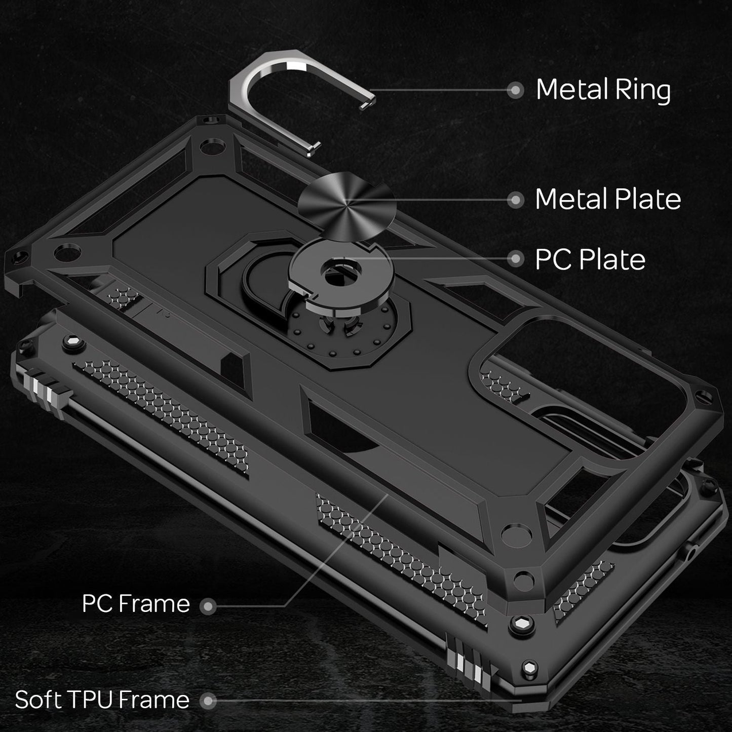 NALIA Panzerhülle für Samsung Galaxy A72 – Ring-Ständer 360° & Magnet-Halterung Kompatibel – RINGDEFEND (Stoßfestes Outdoor Case) – Marke aus Berlin