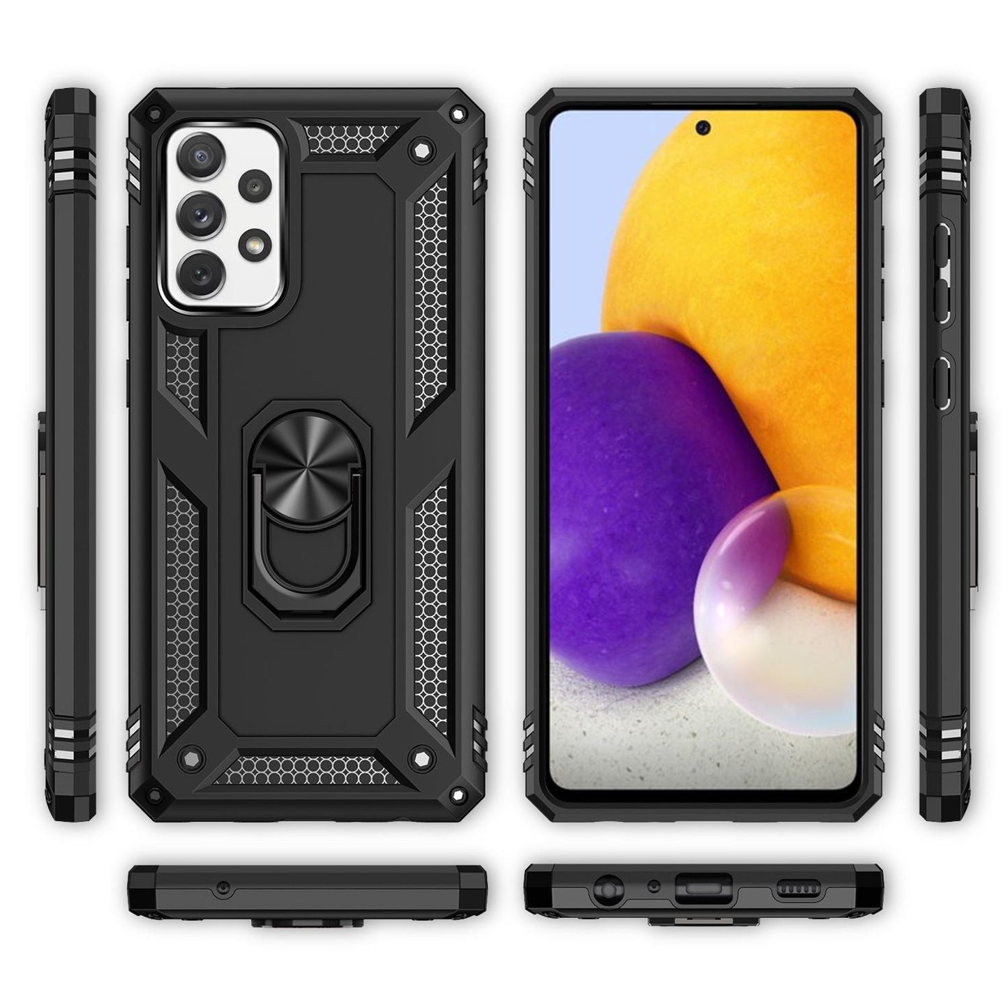 NALIA Panzerhülle für Samsung Galaxy A72 – Ring-Ständer 360° & Magnet-Halterung Kompatibel – RINGDEFEND (Stoßfestes Outdoor Case) – Marke aus Berlin