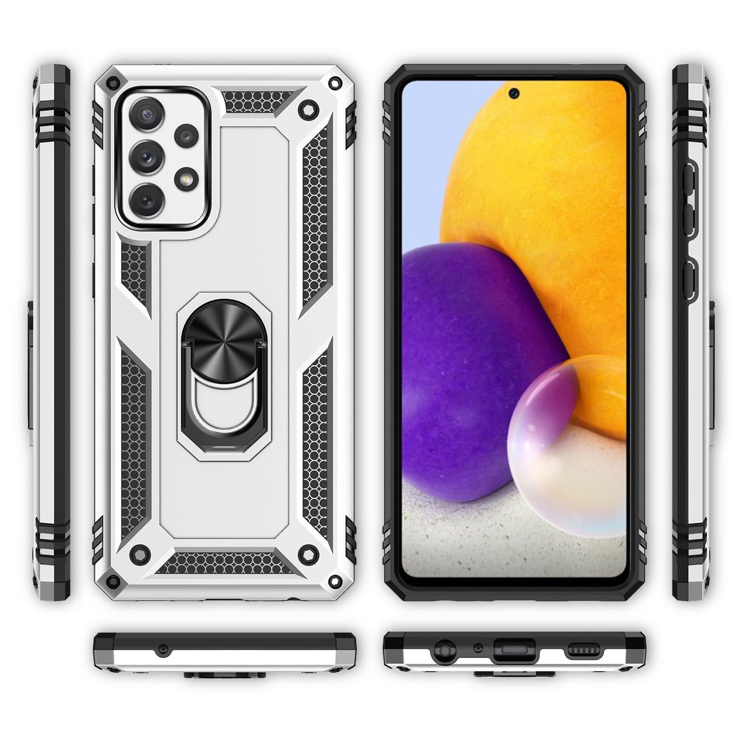 NALIA Panzerhülle für Samsung Galaxy A72 – Ring-Ständer 360° & Magnet-Halterung Kompatibel – RINGDEFEND (Stoßfestes Outdoor Case) – Marke aus Berlin