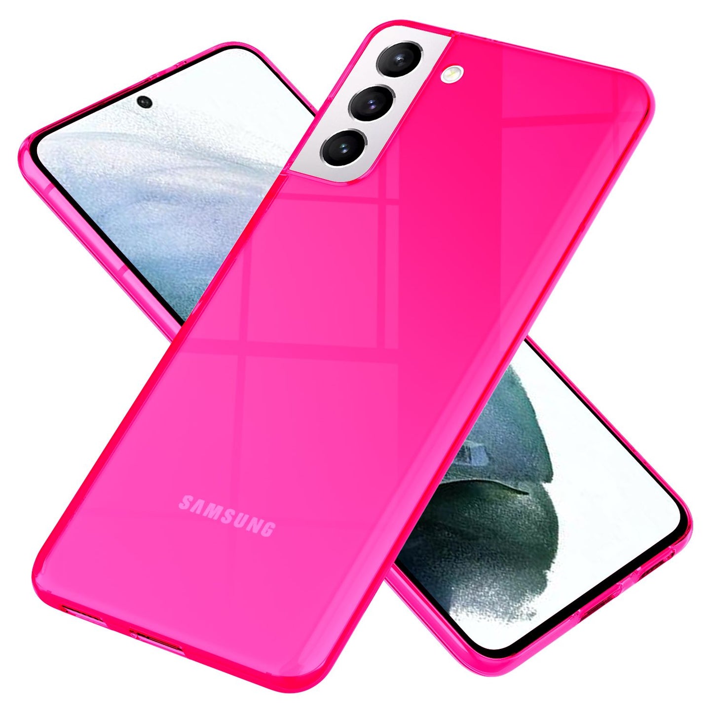 NALIA Neon Silikonhülle für Samsung Galaxy S21 – Knallige Signal-Farbe & Linsenschutz – VIBE (Transparentes Case) – Marke aus Berlin