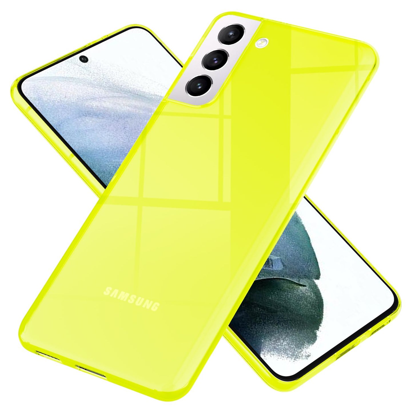 NALIA Neon Silikonhülle für Samsung Galaxy S21 – Knallige Signal-Farbe & Linsenschutz – VIBE (Transparentes Case) – Marke aus Berlin