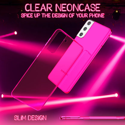 NALIA Neon Silikonhülle für Samsung Galaxy S21 – Knallige Signal-Farbe & Linsenschutz – VIBE (Transparentes Case) – Marke aus Berlin