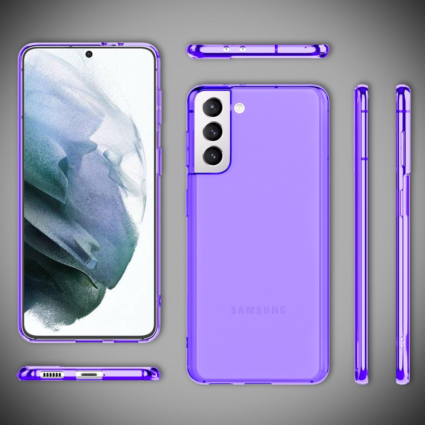 NALIA Neon Silikonhülle für Samsung Galaxy S21 – Knallige Signal-Farbe & Linsenschutz – VIBE (Transparentes Case) – Marke aus Berlin