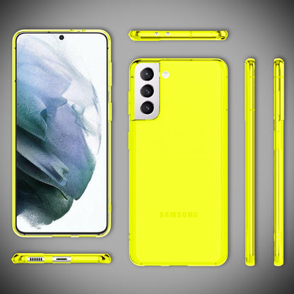 NALIA Neon Silikonhülle für Samsung Galaxy S21 – Knallige Signal-Farbe & Linsenschutz – VIBE (Transparentes Case) – Marke aus Berlin