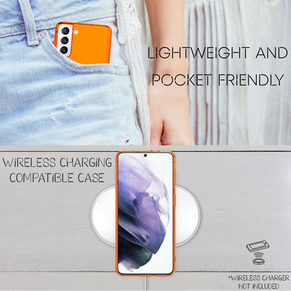 NALIA Neon Silikonhülle für Samsung Galaxy S21 Plus – Knallige Signal-Farbe & Linsenschutz – VIBE (Transparentes Case) – Marke aus Berlin