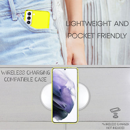 NALIA Neon Silikonhülle für Samsung Galaxy S21 Plus – Knallige Signal-Farbe & Linsenschutz – VIBE (Transparentes Case) – Marke aus Berlin