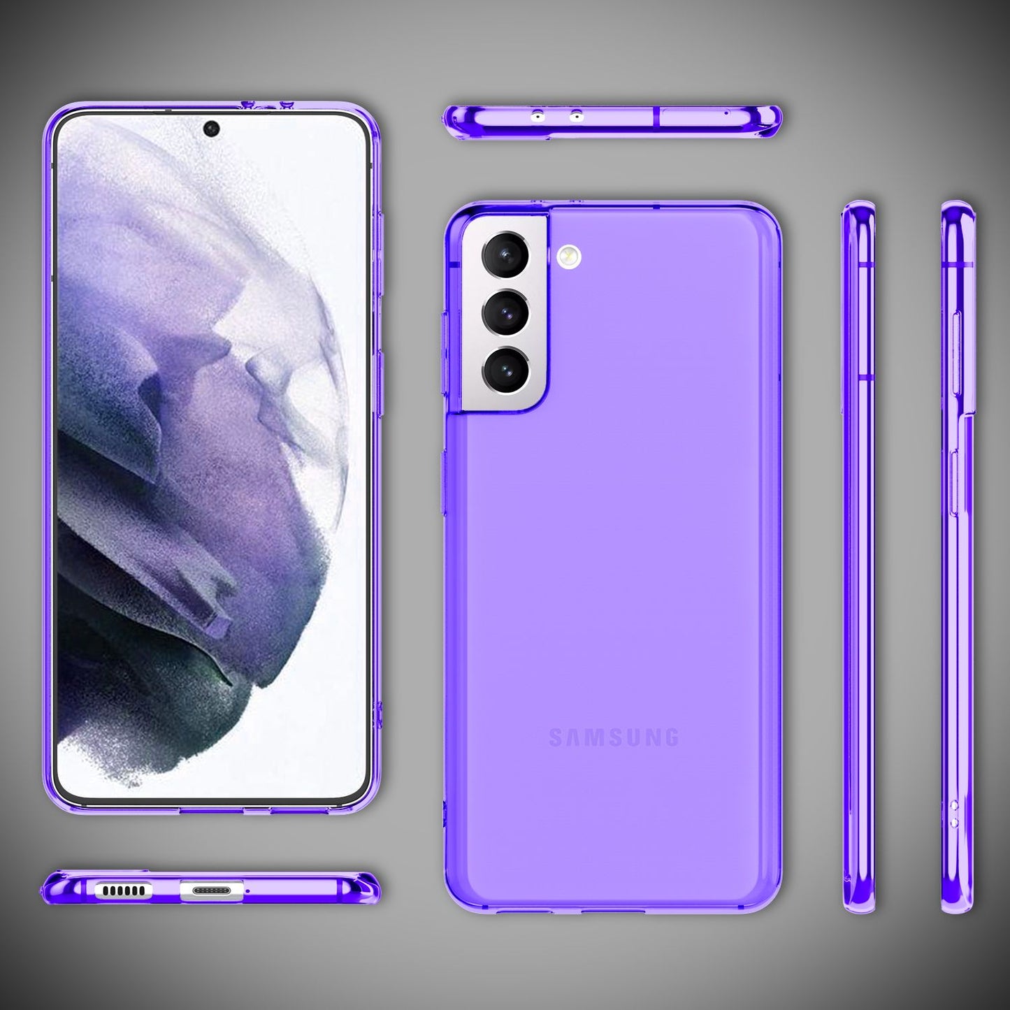 NALIA Neon Silikonhülle für Samsung Galaxy S21 Plus – Knallige Signal-Farbe & Linsenschutz – VIBE (Transparentes Case) – Marke aus Berlin