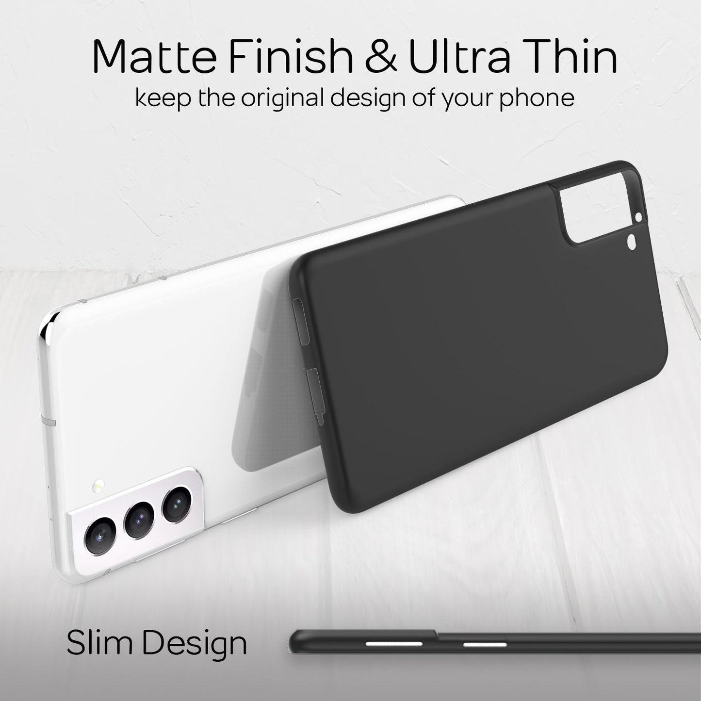 NALIA Ultra Slim Hardcase für Samsung Galaxy S21 – Matt & 0.3mm Dünn – PHANTOM (Dünnes Cover & Kamera-Vollschutz) – Marke aus Berlin