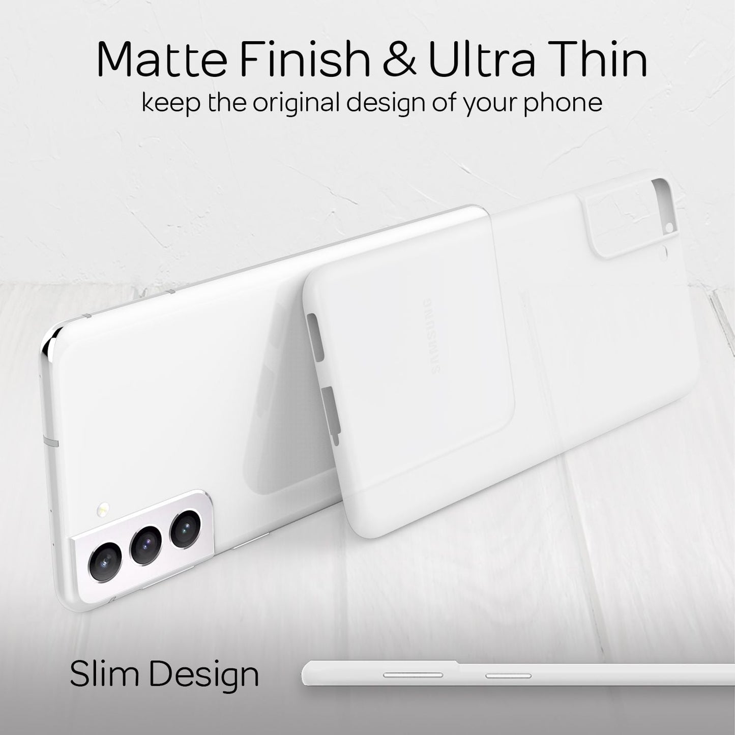 NALIA Ultra Slim Hardcase für Samsung Galaxy S21 – Matt & 0.3mm Dünn – PHANTOM (Dünnes Cover & Kamera-Vollschutz) – Marke aus Berlin