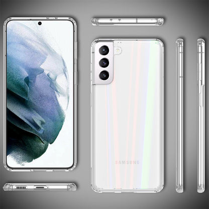 NALIA Transparente Glashülle für Samsung Galaxy S21 – Holografischer Prisma-Effekt (Regenbogen Schimmer) – 9H Hartglas & Anti-Gelb – AURORA – Marke aus Berlin
