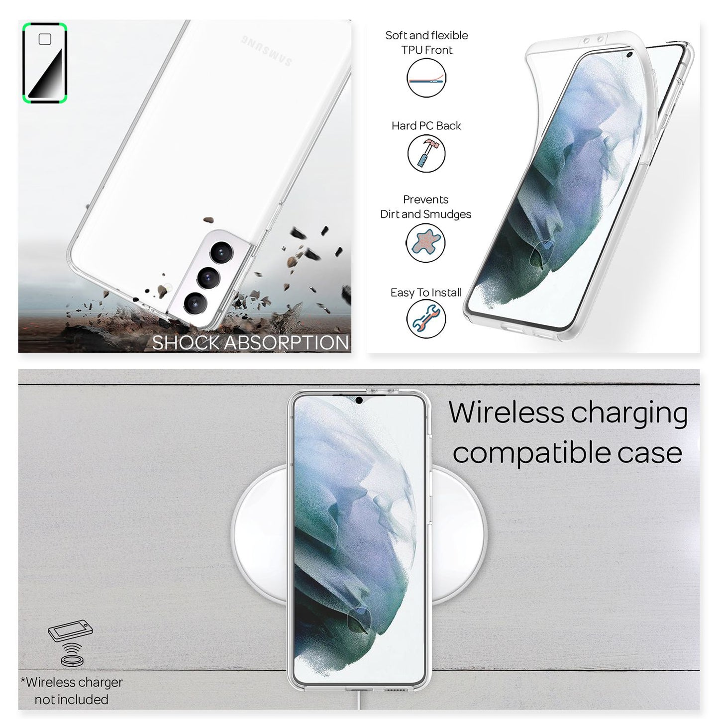 NALIA 360° Hülle für Samsung Galaxy S21 – Vorne & Hinten Schutz – 360GUARD (Full-Body Case) – Marke aus Berlin