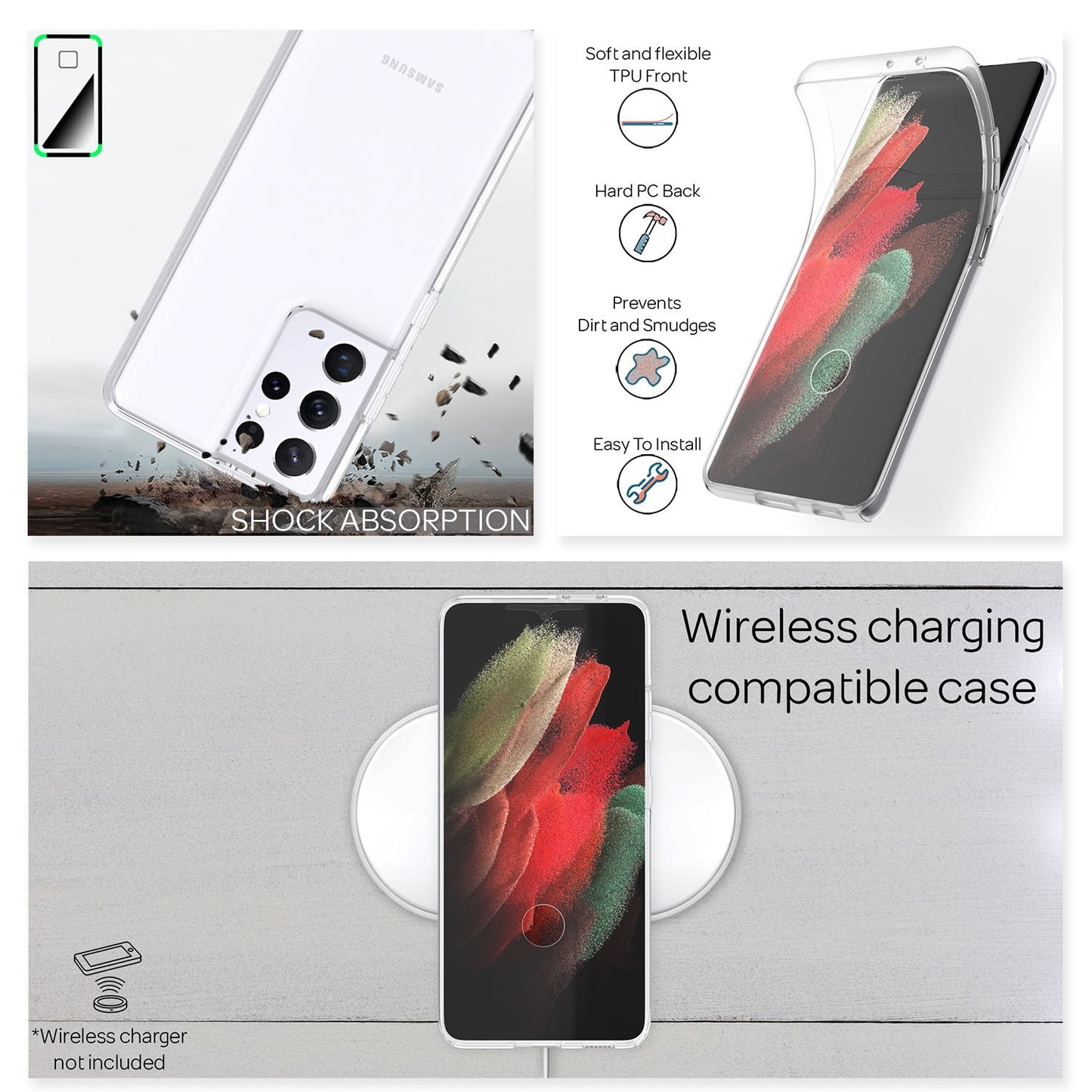 NALIA 360° Hülle für Samsung Galaxy S21 Ultra – Vorne & Hinten Schutz – 360GUARD (Full-Body Case) – Marke aus Berlin