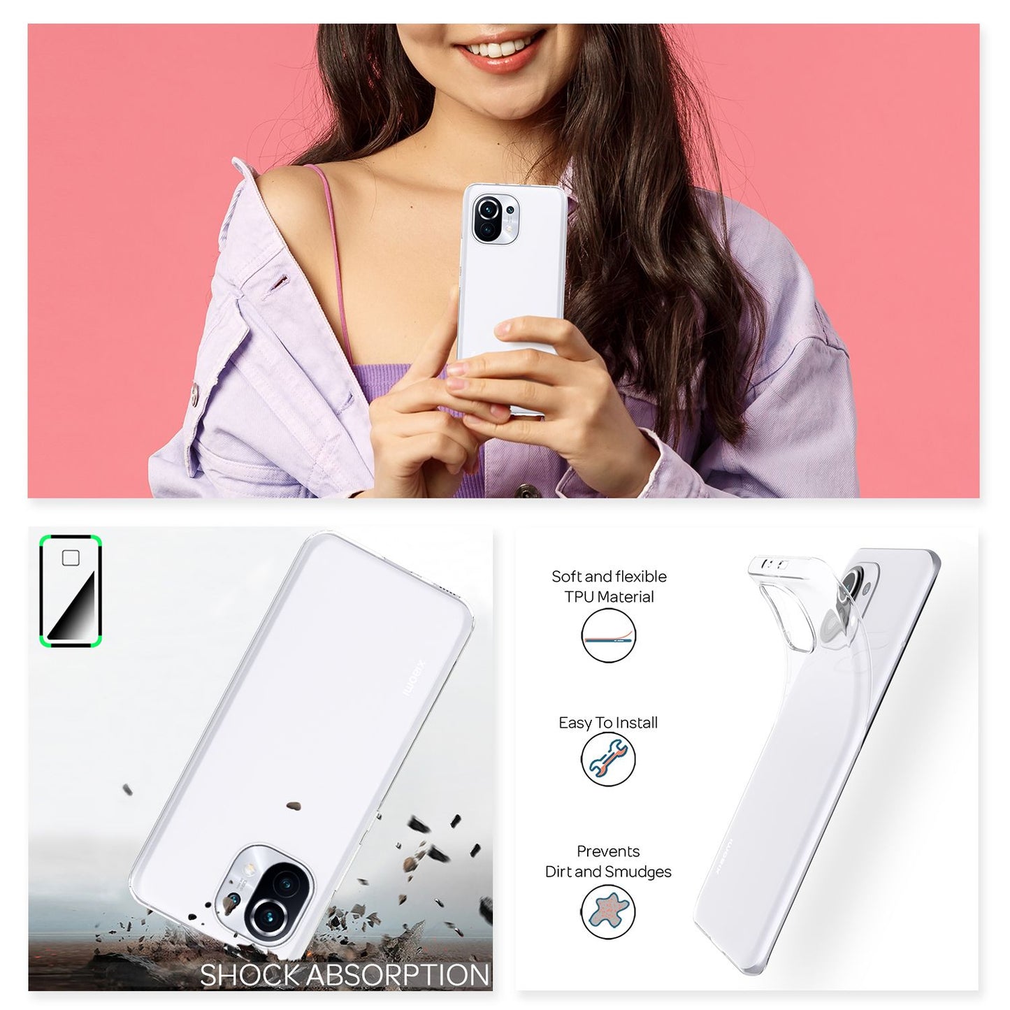 NALIA Transparente Silikonhülle für Xiaomi Mi 11 – Anti-Gelb & Rutschfest – GLAZE (Handyhülle Kristallklar, Schlank & Stoßfest) – Marke aus Berlin