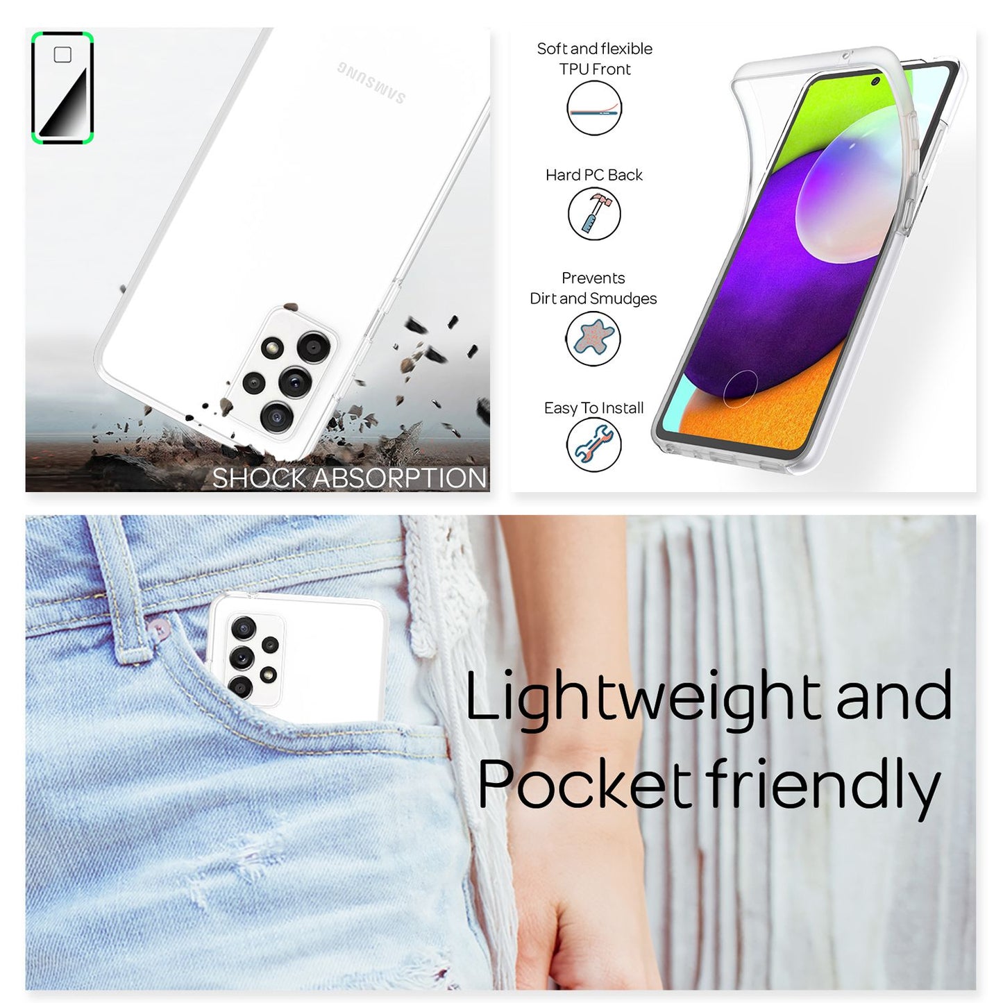 NALIA 360° Hülle für Samsung Galaxy A52 / A52 5G / A52s 5G – Vorne & Hinten Schutz – 360GUARD (Full-Body Case) – Marke aus Berlin