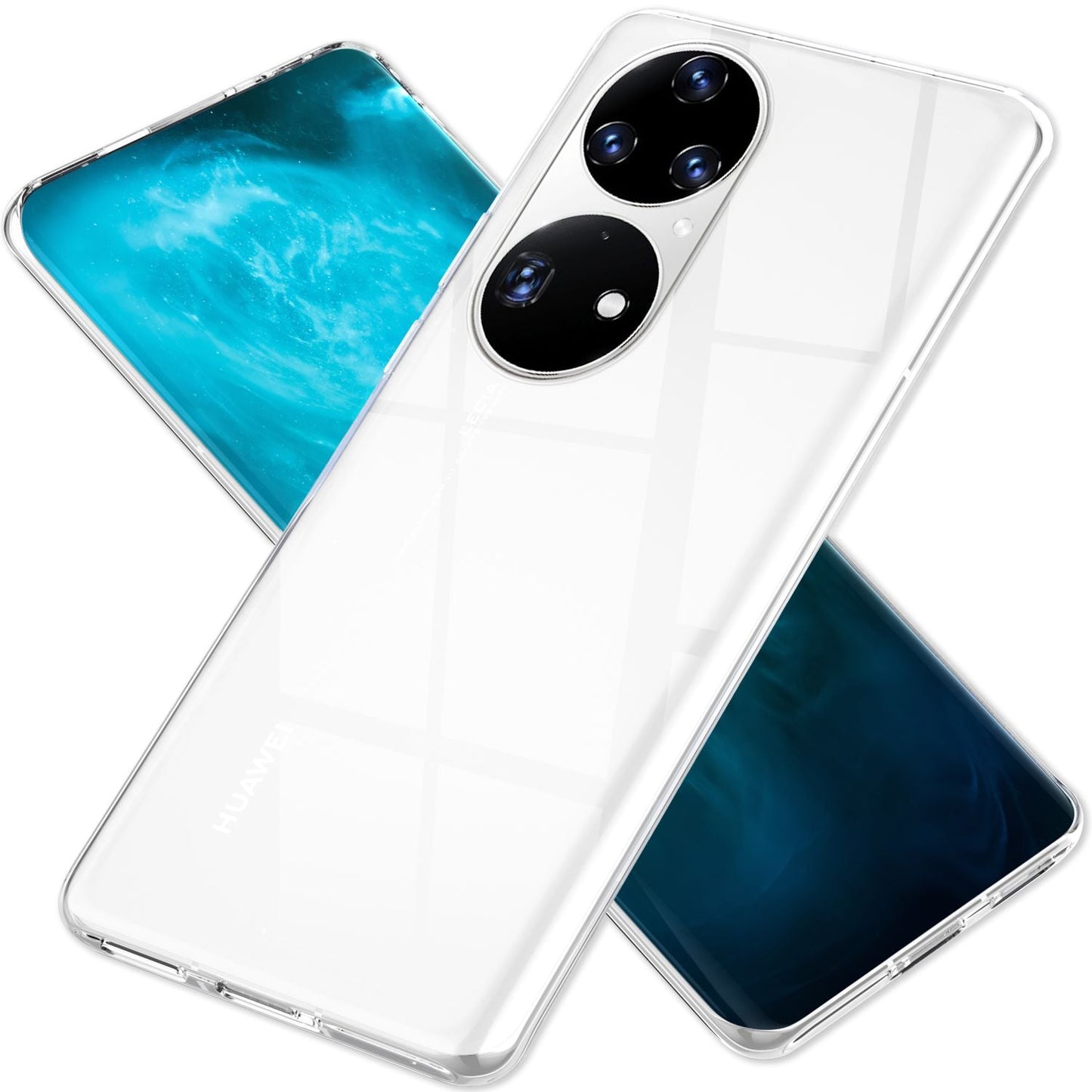 NALIA Transparente Silikonhülle für Huawei P50 Pro – Anti-Gelb & Rutschfest – GLAZE (Handyhülle Kristallklar, Schlank & Stoßfest) – Marke aus Berlin