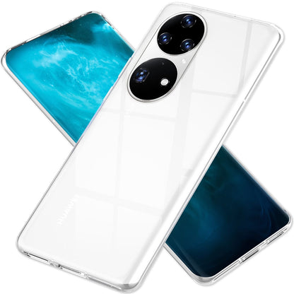 NALIA Transparente Silikonhülle für Huawei P50 Pro – Anti-Gelb & Rutschfest – GLAZE (Handyhülle Kristallklar, Schlank & Stoßfest) – Marke aus Berlin