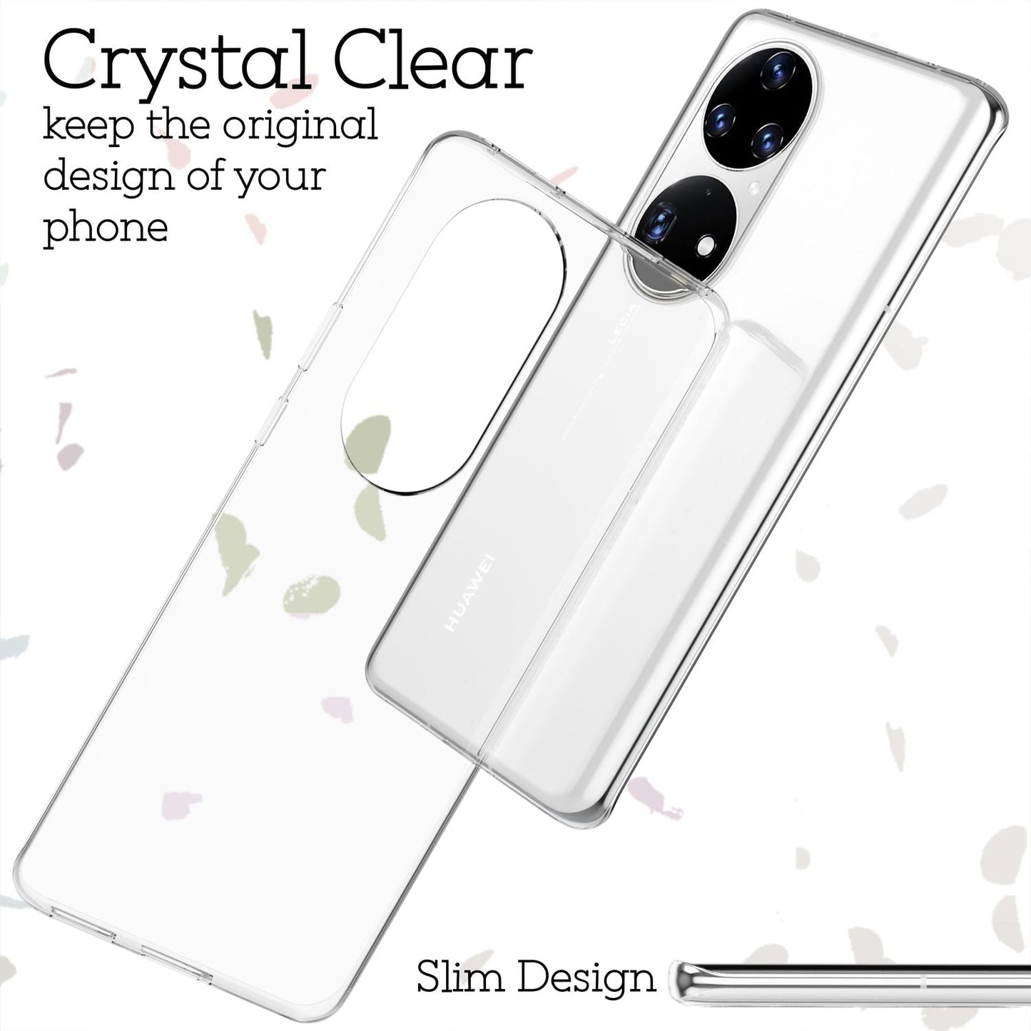 NALIA Transparente Silikonhülle für Huawei P50 Pro – Anti-Gelb & Rutschfest – GLAZE (Handyhülle Kristallklar, Schlank & Stoßfest) – Marke aus Berlin