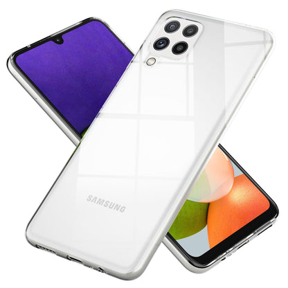 NALIA Transparente Silikonhülle für Samsung Galaxy A22 – Anti-Gelb & Rutschfest – GLAZE (Handyhülle Kristallklar, Schlank & Stoßfest) – Marke aus Berlin