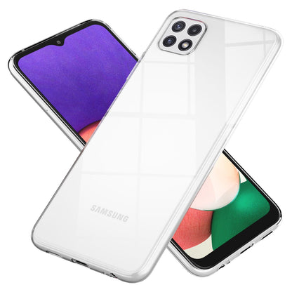 NALIA Transparente Silikonhülle für Samsung Galaxy A22 5G – Anti-Gelb & Rutschfest – GLAZE (Handyhülle Kristallklar, Schlank & Stoßfest) – Marke aus Berlin