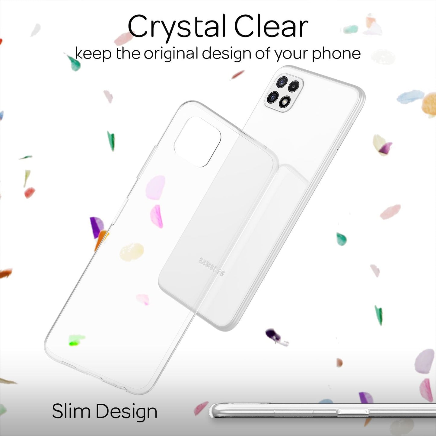NALIA Transparente Silikonhülle für Samsung Galaxy A22 5G – Anti-Gelb & Rutschfest – GLAZE (Handyhülle Kristallklar, Schlank & Stoßfest) – Marke aus Berlin