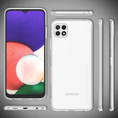 NALIA Transparente Silikonhülle für Samsung Galaxy A22 5G – Anti-Gelb & Rutschfest – GLAZE (Handyhülle Kristallklar, Schlank & Stoßfest) – Marke aus Berlin