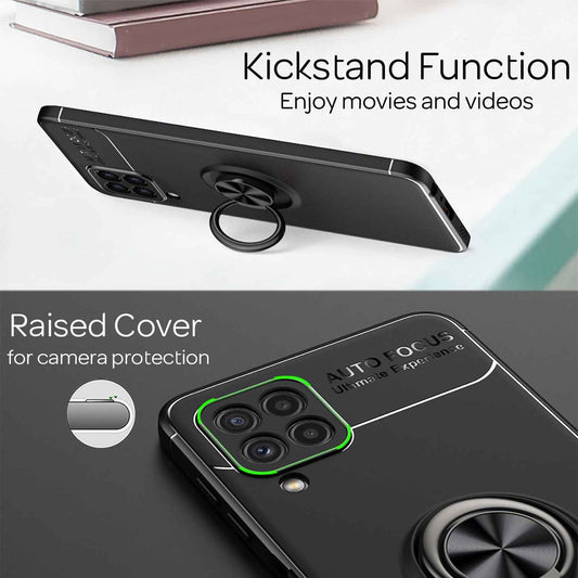 NALIA Ringhülle für Samsung Galaxy A22 4G – Ring-Ständer 360° & für Magnet-Halter – GRIP360 (Mattiertes Silikon Case) – Marke aus Berlin