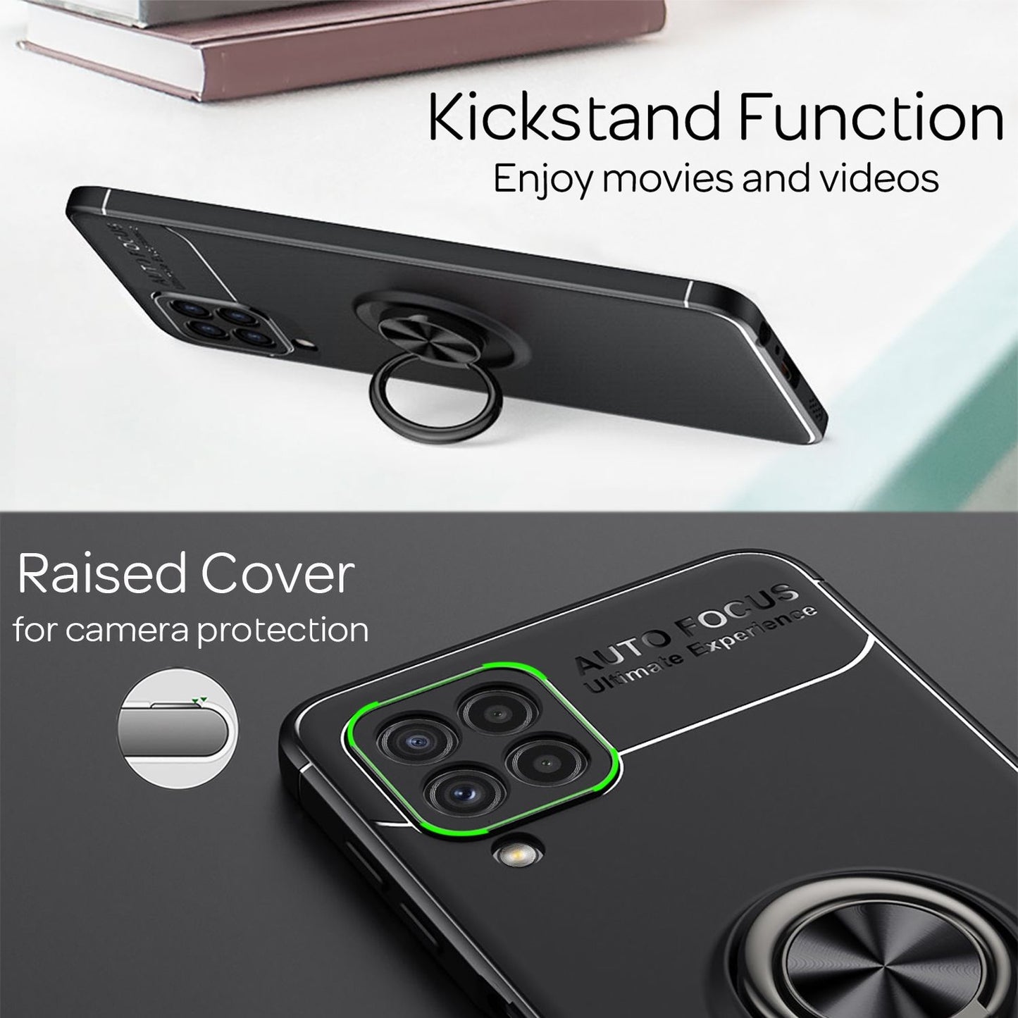 NALIA Ringhülle für Samsung Galaxy A22 4G – Ring-Ständer 360° & für Magnet-Halter – GRIP360 (Mattiertes Silikon Case) – Marke aus Berlin