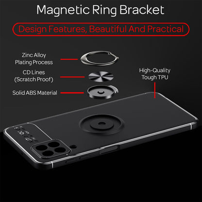 NALIA Ringhülle für Samsung Galaxy A22 4G – Ring-Ständer 360° & für Magnet-Halter – GRIP360 (Mattiertes Silikon Case) – Marke aus Berlin