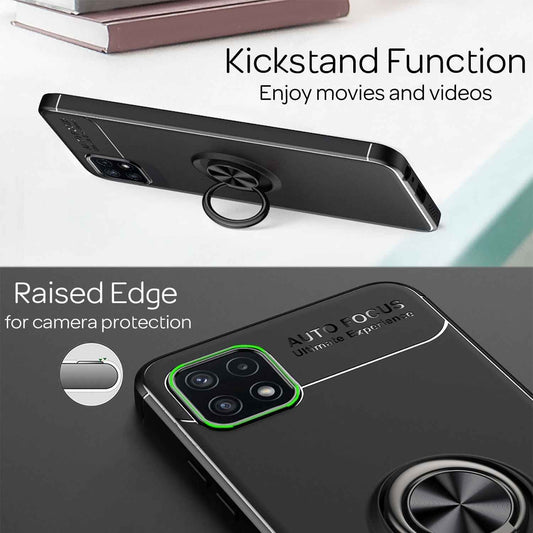 NALIA Ringhülle für Samsung Galaxy A22 5G – Ring-Ständer 360° & für Magnet-Halter – GRIP360 (Mattiertes Silikon Case) – Marke aus Berlin
