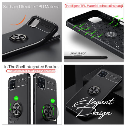 NALIA Ringhülle für Samsung Galaxy A22 5G – Ring-Ständer 360° & für Magnet-Halter – GRIP360 (Mattiertes Silikon Case) – Marke aus Berlin