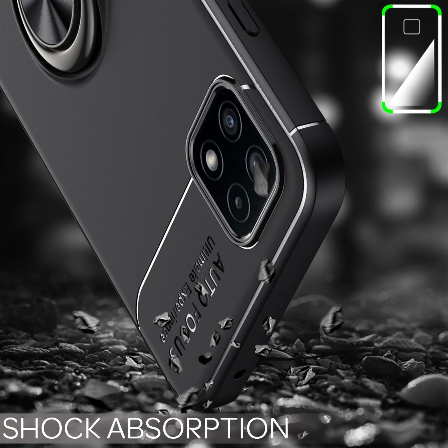 NALIA Ringhülle für Samsung Galaxy A22 5G – Ring-Ständer 360° & für Magnet-Halter – GRIP360 (Mattiertes Silikon Case) – Marke aus Berlin