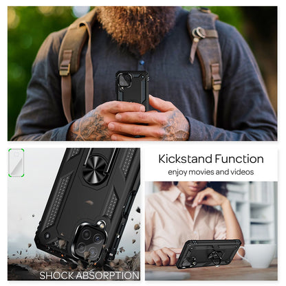 NALIA Panzerhülle für Samsung Galaxy A22 4G – Ring-Ständer 360° & Magnet-Halterung Kompatibel – RINGDEFEND (Stoßfestes Outdoor Case) – Marke aus Berlin