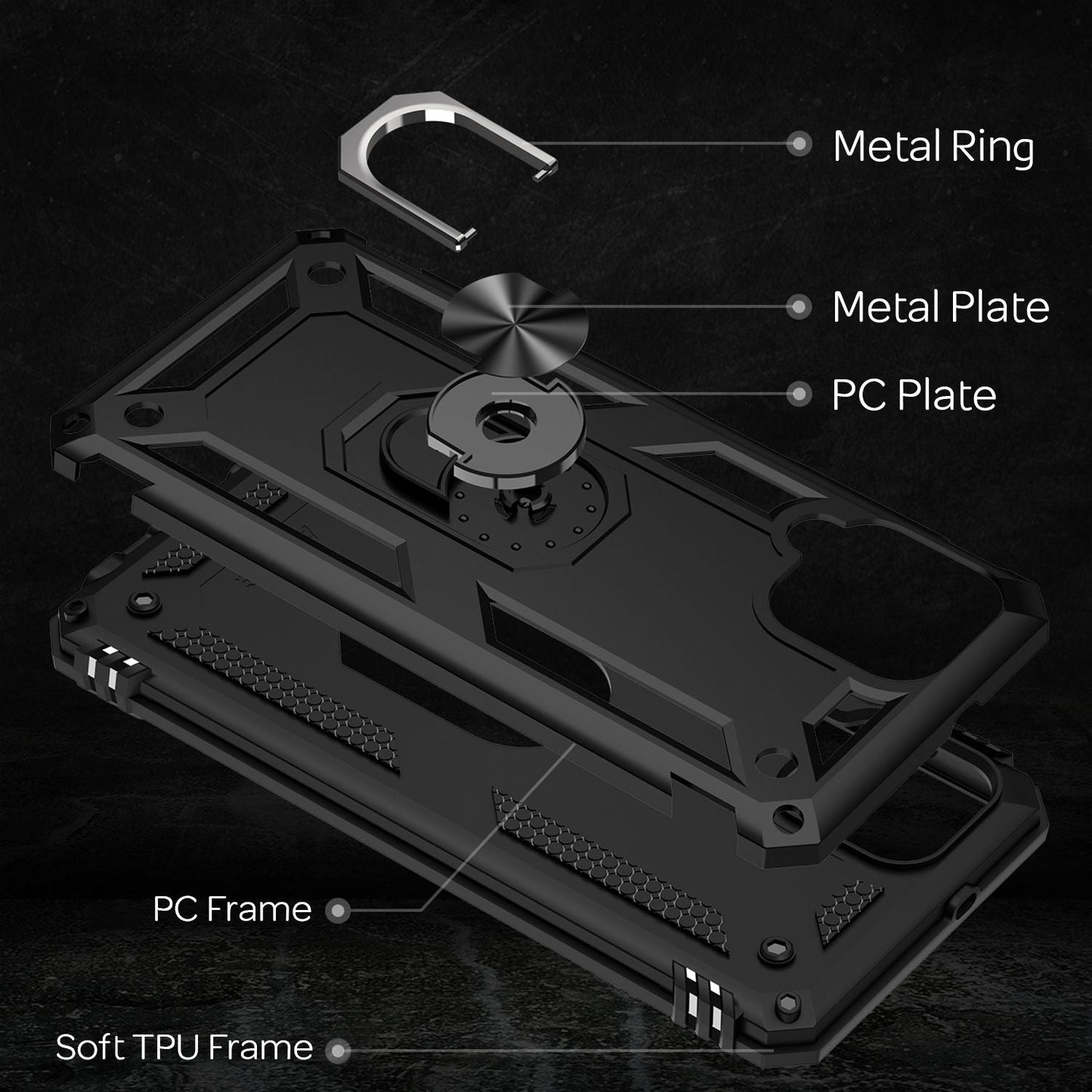 NALIA Panzerhülle für Samsung Galaxy A22 4G – Ring-Ständer 360° & Magnet-Halterung Kompatibel – RINGDEFEND (Stoßfestes Outdoor Case) – Marke aus Berlin