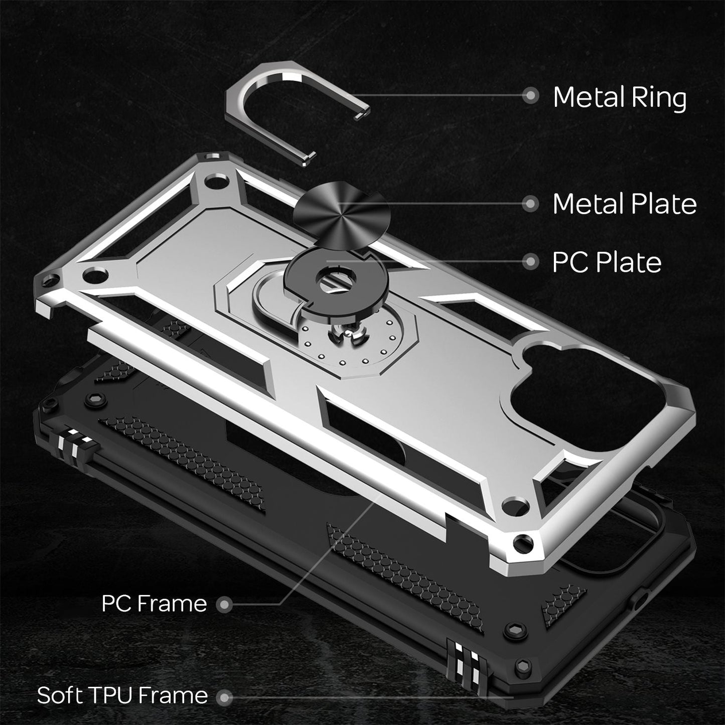 NALIA Panzerhülle für Samsung Galaxy A22 4G – Ring-Ständer 360° & Magnet-Halterung Kompatibel – RINGDEFEND (Stoßfestes Outdoor Case) – Marke aus Berlin