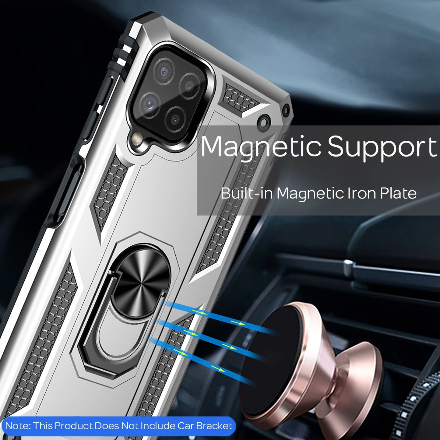 NALIA Panzerhülle für Samsung Galaxy A22 4G – Ring-Ständer 360° & Magnet-Halterung Kompatibel – RINGDEFEND (Stoßfestes Outdoor Case) – Marke aus Berlin