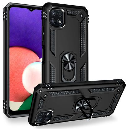 NALIA Panzerhülle für Samsung Galaxy A22 5G – Ring-Ständer 360° & Magnet-Halterung Kompatibel – RINGDEFEND (Stoßfestes Outdoor Case) – Marke aus Berlin