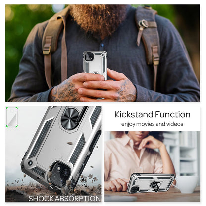 NALIA Panzerhülle für Samsung Galaxy A22 5G – Ring-Ständer 360° & Magnet-Halterung Kompatibel – RINGDEFEND (Stoßfestes Outdoor Case) – Marke aus Berlin